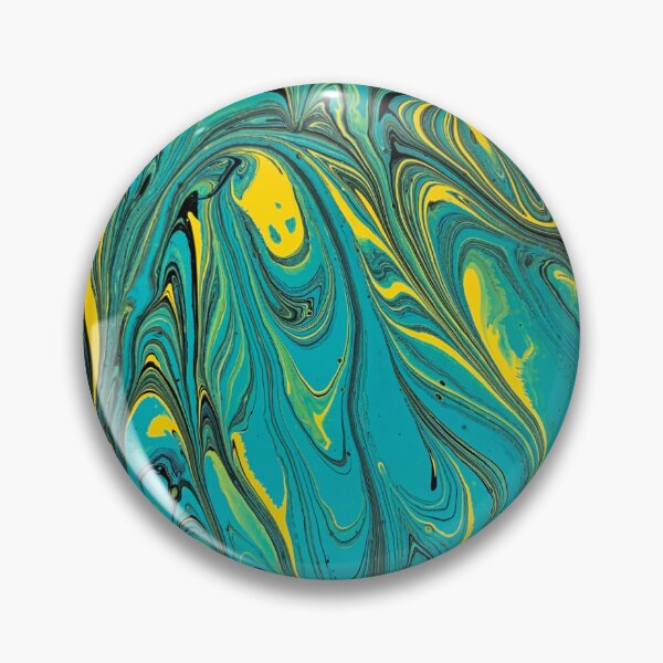 Item preview, Pickle Juice , teal, blue, black and yellow pour painting designed and sold by IICents.