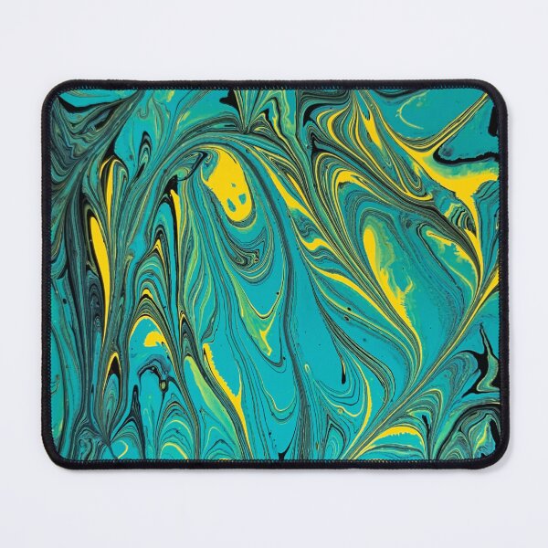 Item preview, Pickle Juice , teal, blue, black and yellow pour painting designed and sold by IICents.