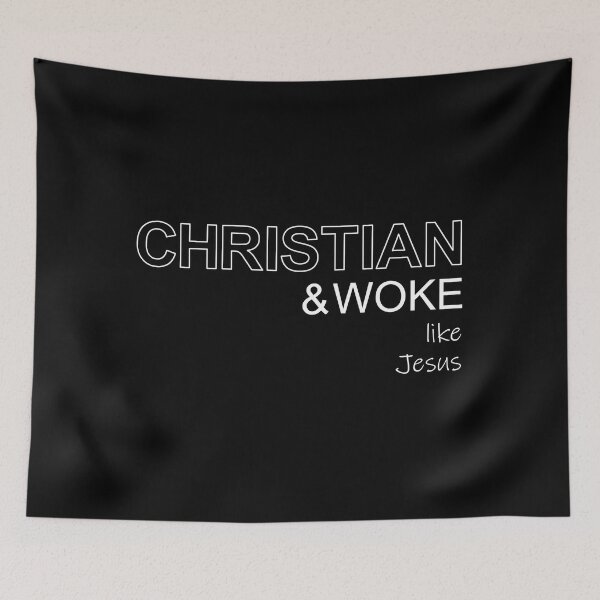 Item preview, Christian and woke in white designed and sold by Politics-Corner.