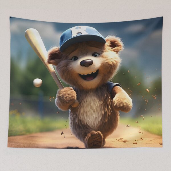 Item preview, Bear Playing Baseball designed and sold by ConfettiSkyArt.