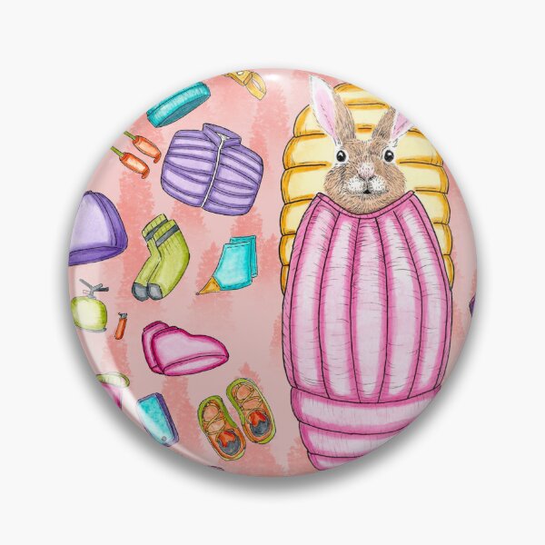 Item preview, Whimsical Backpacking Rabbit Gear Spread Tossed on Peach designed and sold by Sockstomistic.
