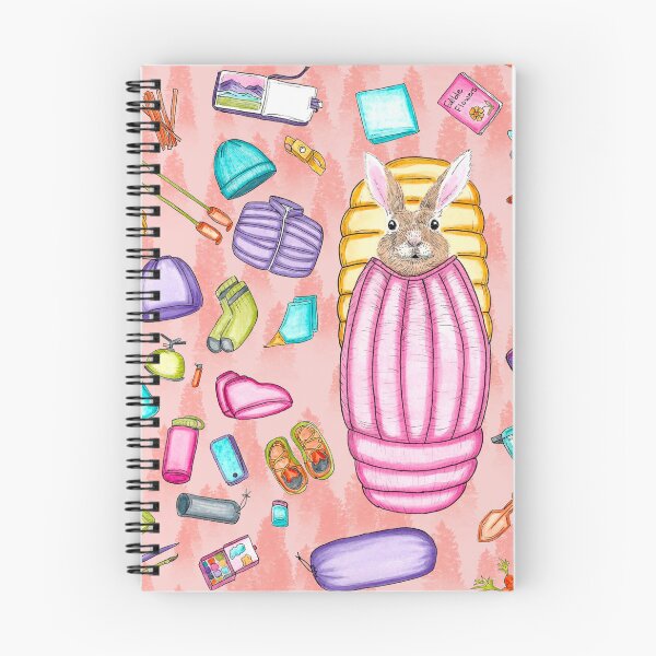 Item preview, Whimsical Backpacking Rabbit Gear Spread Tossed on Peach designed and sold by Sockstomistic.