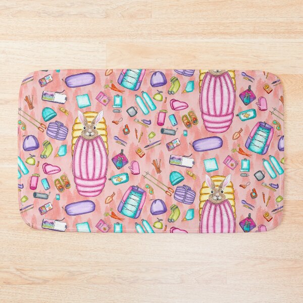 Item preview, Whimsical Backpacking Rabbit Gear Spread Tossed on Peach designed and sold by Sockstomistic.
