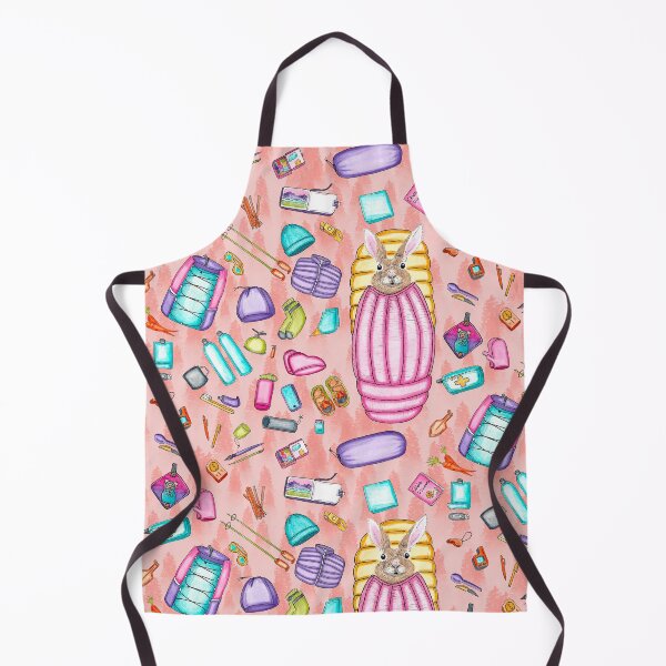Item preview, Whimsical Backpacking Rabbit Gear Spread Tossed on Peach designed and sold by Sockstomistic.
