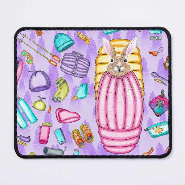 Item preview, Whimsical Backpacking Rabbit Gear Spread Tossed on Purple designed and sold by Sockstomistic.