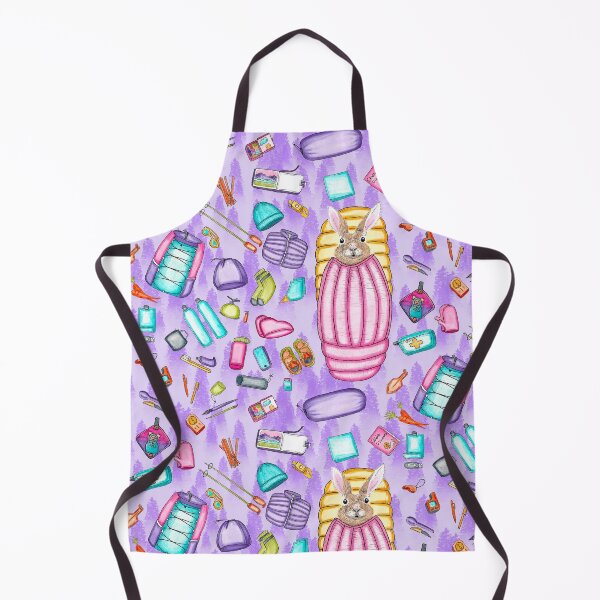 Item preview, Whimsical Backpacking Rabbit Gear Spread Tossed on Purple designed and sold by Sockstomistic.