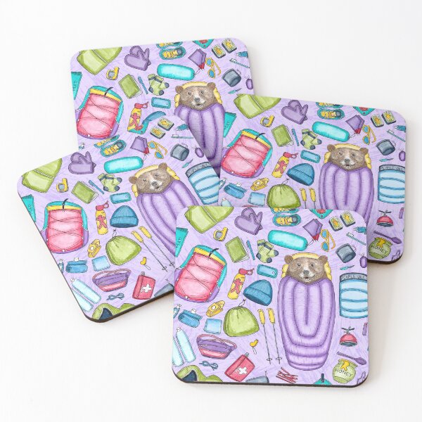 Item preview, Copy of Whimsical Backpacking Bear Gear Spread Tossed on Purple designed and sold by Sockstomistic.