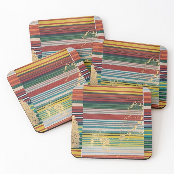 Item preview, Leave A Mark, Multi colored sarape painting with gold leaf, Mexican Blanket  designed and sold by IICents.