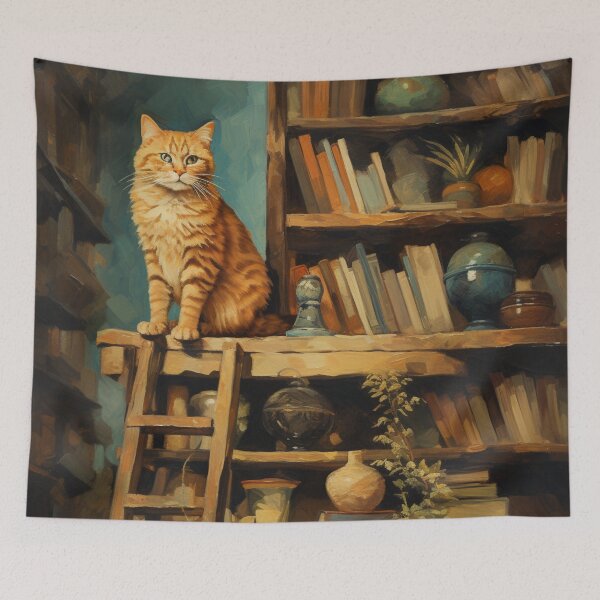 Item preview, Cat on a bookshelf designed and sold by schamsyy.