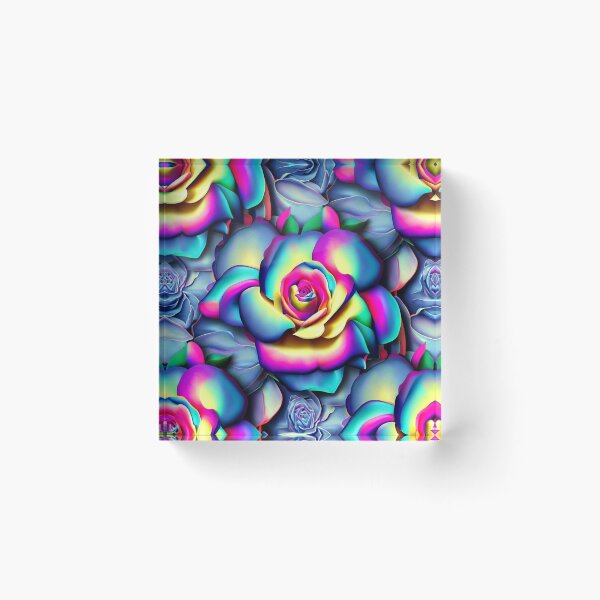 Item preview, Vibrant 3D Roses - Rainbow Color Seamless Pattern designed and sold by ImgntnMonster.