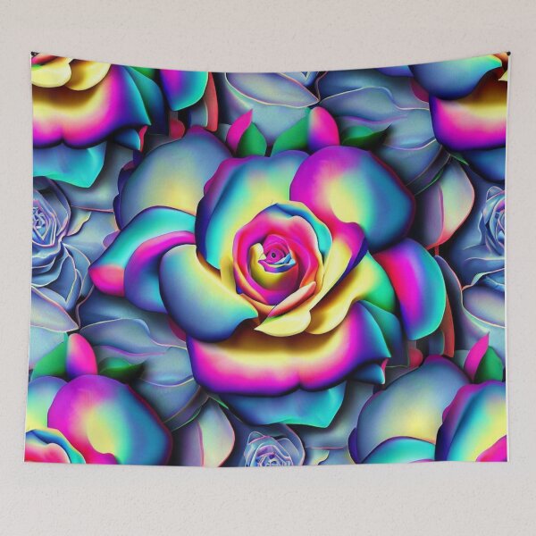Item preview, Vibrant 3D Roses - Rainbow Color Seamless Pattern designed and sold by ImgntnMonster.