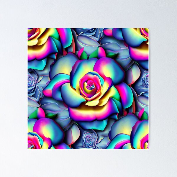 Item preview, Vibrant 3D Roses - Rainbow Color Seamless Pattern designed and sold by ImgntnMonster.