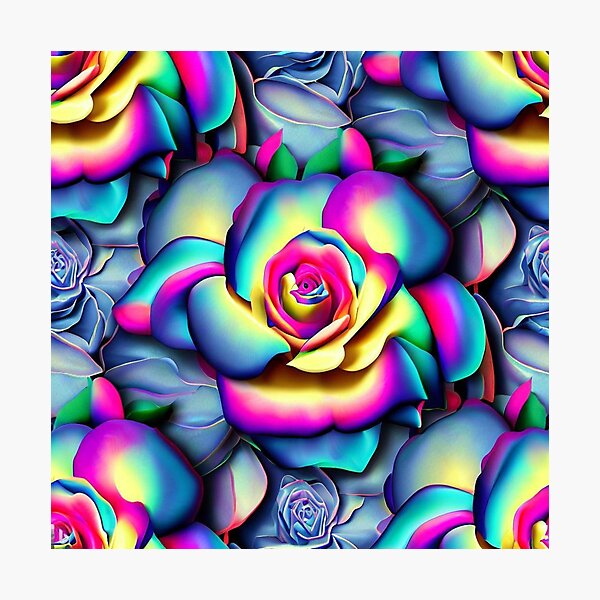 Item preview, Vibrant 3D Roses - Rainbow Color Seamless Pattern designed and sold by ImgntnMonster.