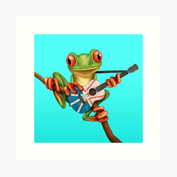 Artikel-Vorschau von Baum-Frosch, der Neufundland-Flaggen-Gitarre spielt, designt und verkauft von JeffBartels.