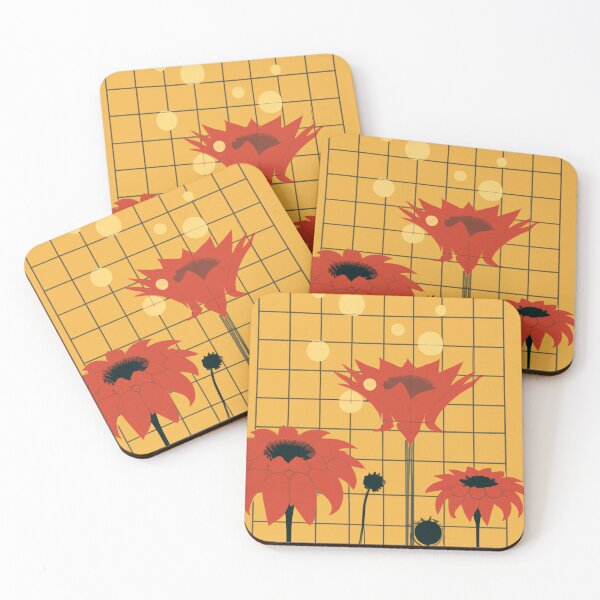Item preview, Blooming Brilliance: Red Flowers on Yellow Background - Embrace Nature's Elegance! designed and sold by DaiInMetropolis.