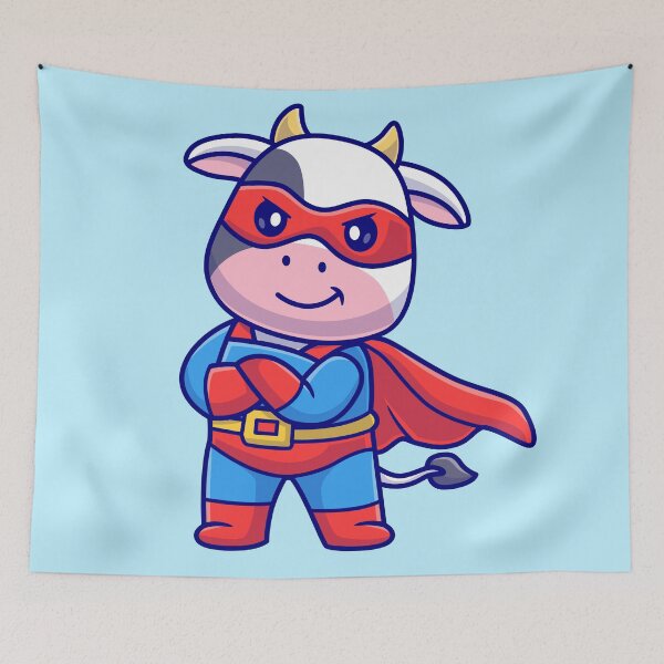 Item preview, "Cow Hero: Cute Cow Superhero - Cartoon Vector Illustration" designed and sold by hjian8219.