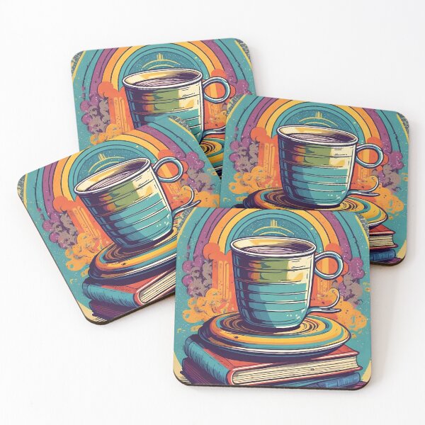 Artikelvorschau, Regenbogenbücher und Kaffee entworfen und verkauft von Rislam.