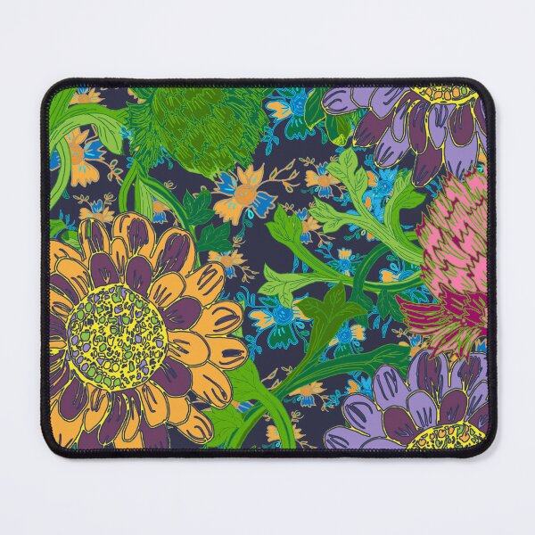 Item preview, Wheels of flowers on deep blue background designed and sold by Flora Rose Design.