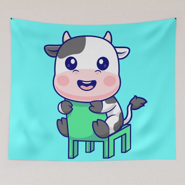 Item preview, Charming Cow: Cute Cow Sitting on a Chair - Cartoon Illustration designed and sold by hjian8219.