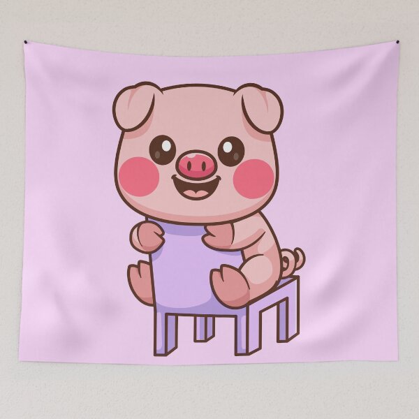 Item preview, Playful Piglet: Cute Pig Sitting on a Chair - Cartoon Illustration designed and sold by hjian8219.