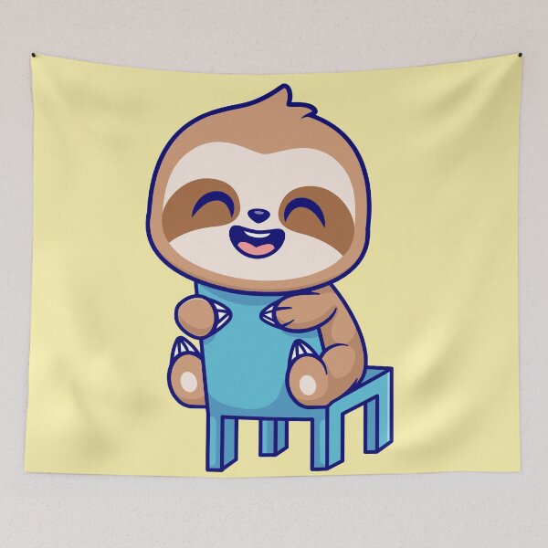 Item preview, Adorable Sloth: Cute Sloth Sitting on a Chair - Cartoon Illustration designed and sold by hjian8219.