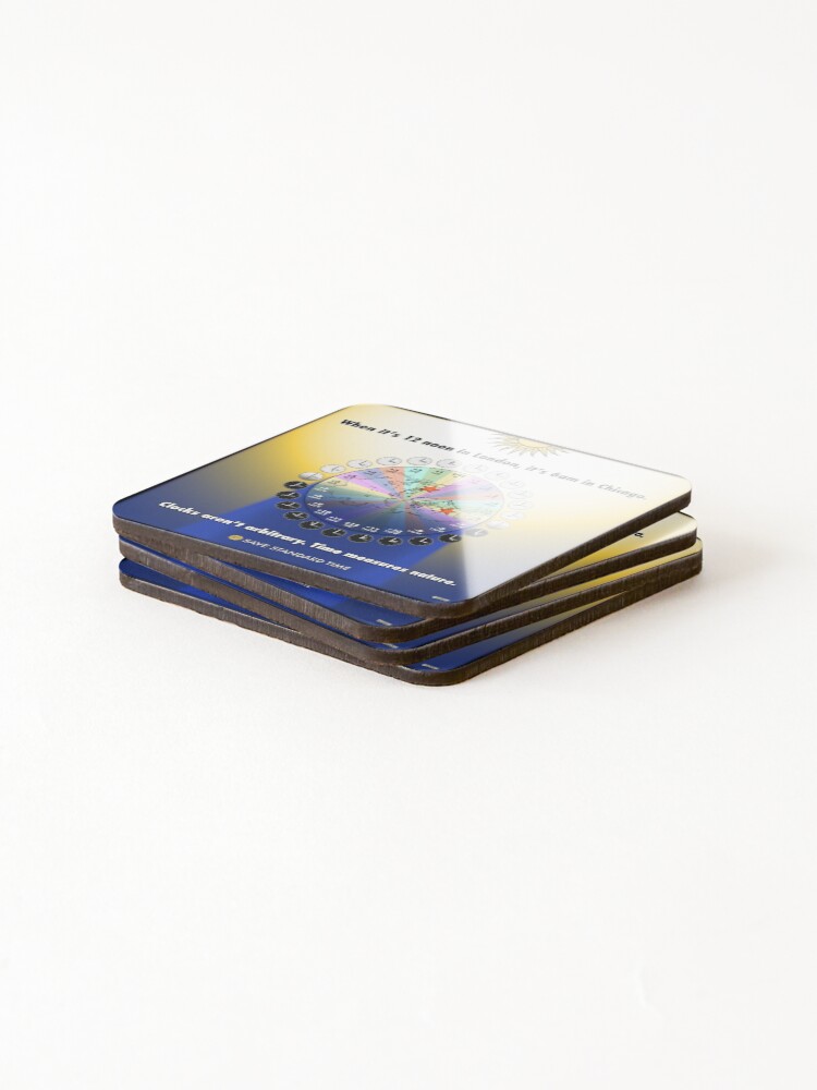Thumbnail 4 of 5, Coasters (Set of 4), Time Zone Tutorial designed and sold by save-standard.