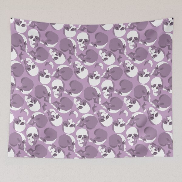 Item preview, pastel purple skull skeleton pattern  designed and sold by Gossip Rag.
