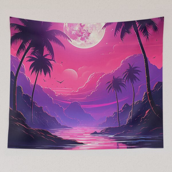 Item preview, Stellar Shores: A Synthwave Oasis at Sunset designed and sold by Mullet Monkey.