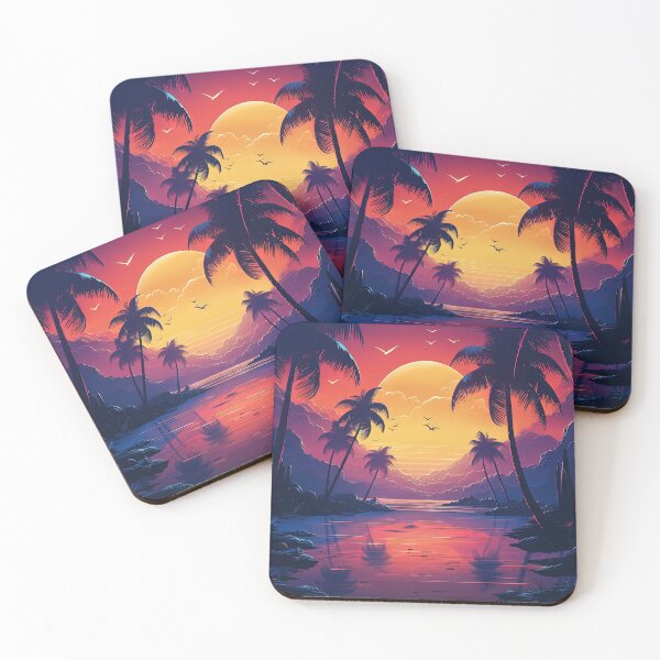 Item preview, Cosmic Coastline: Sunset Serenity in Synthwave designed and sold by Mullet Monkey.