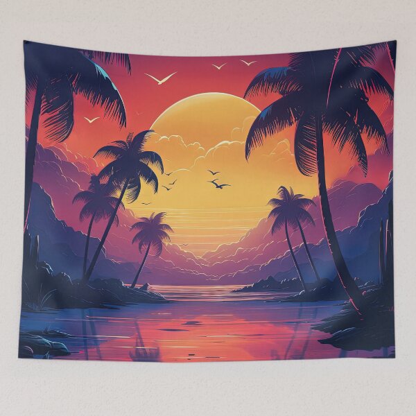 Item preview, Cosmic Coastline: Sunset Serenity in Synthwave designed and sold by Mullet Monkey.