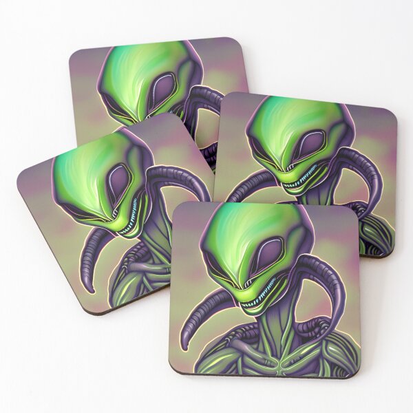 Item preview, Green and Purple Smiling Alien Artwork | Aliens Exist | sci fi designed and sold by birdsofthePNW.