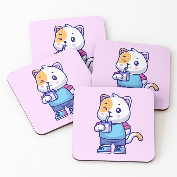 Item preview, Milk and Whiskers: Cute Cat Drinking Milk Box - Cartoon Illustration designed and sold by hjian8219.