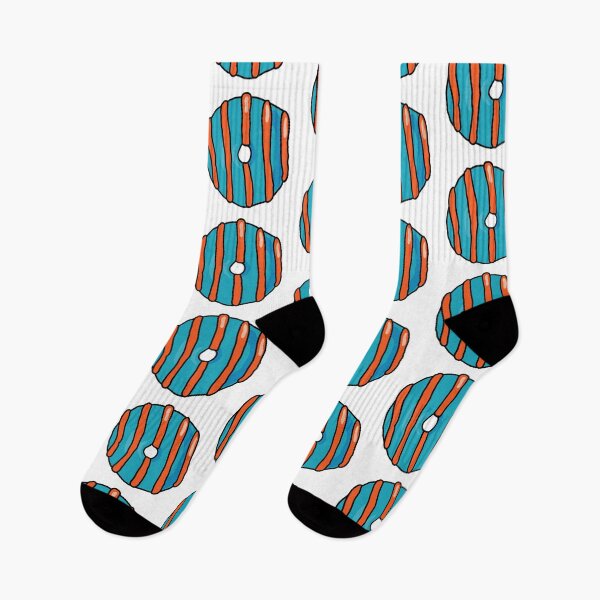 Item preview, Delicious donut with blue icing and orange duces on top simpson style designed and sold by Denisse diseno.