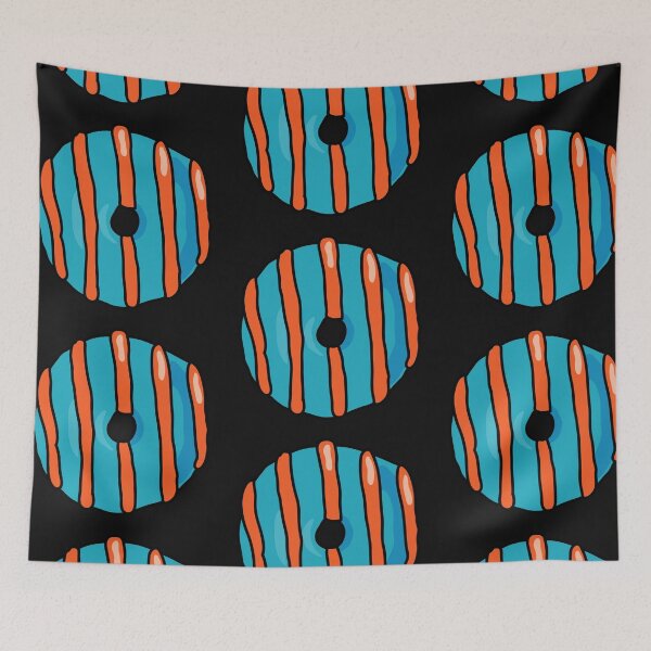 Item preview, Delicious donut with blue icing and orange duces on top simpson style designed and sold by Denisse diseno.