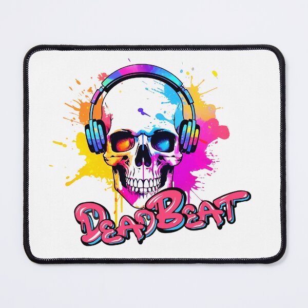 Item preview, DeadBeat Skull with Headphones designed and sold by Melody Splash.