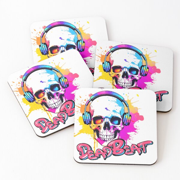 Item preview, DeadBeat Skull with Headphones designed and sold by Melody Splash.