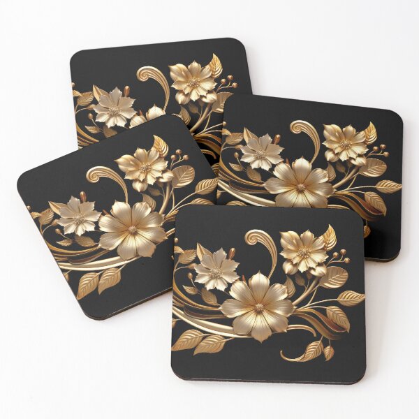 Item preview, Golden and black flower on black background.  designed and sold by MargaretWiktor.