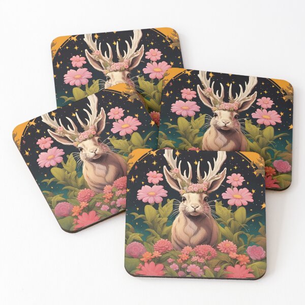 Item preview, Jackalope with Stars and Flowers designed and sold by HabitableMoons.