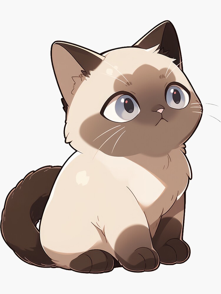 Cute fat black and beige cat anime kawaii style Vector Image