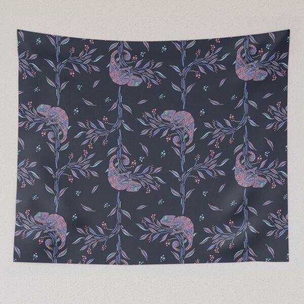 Item preview, Floral-Loving Chameleon 01 [dark purple] designed and sold by Aia UENO design.