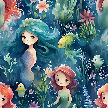 Artwork thumbnail, Mermaids Pattern 11 by DigitalPatternx
