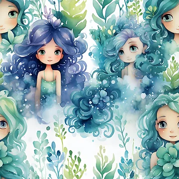Artwork thumbnail, Mermaids Pattern 14 by DigitalPatternx