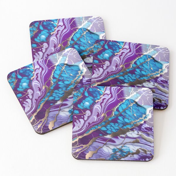Item preview, Teal, Purple and White Marble with Flecks of Gold designed and sold by BirdsnStuff.