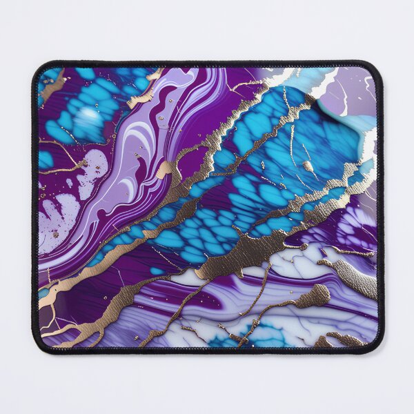 Item preview, Teal, Purple and White Marble with Flecks of Gold designed and sold by BirdsnStuff.