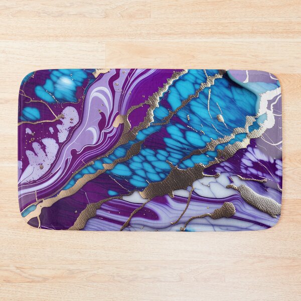 Item preview, Teal, Purple and White Marble with Flecks of Gold designed and sold by BirdsnStuff.