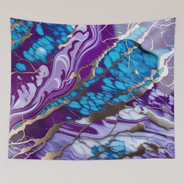 Item preview, Teal, Purple and White Marble with Flecks of Gold designed and sold by BirdsnStuff.