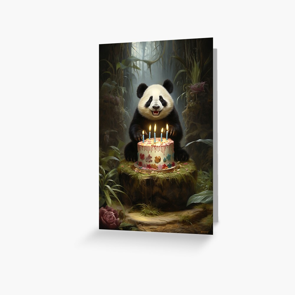 Panda with a Birthday Cake