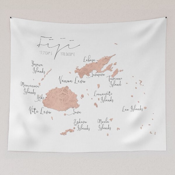 Item preview, Fiji Blush Leaves Map designed and sold by lolomastudio.