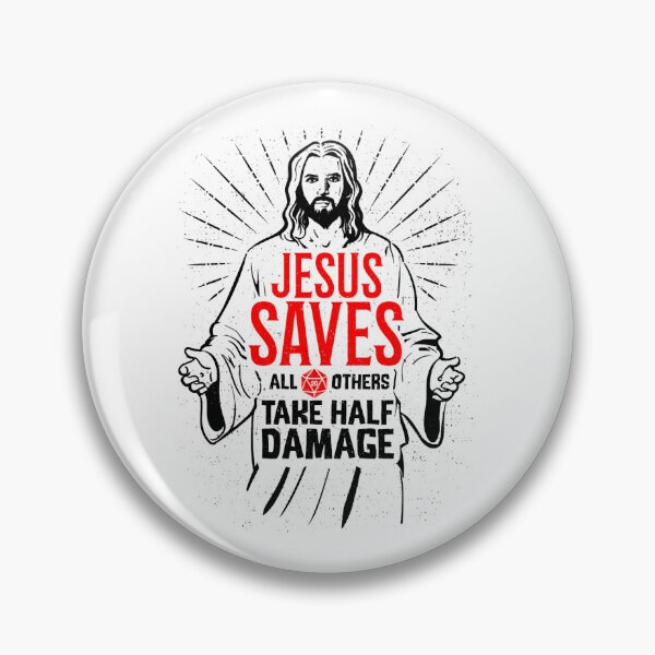 Item preview, Jesus Saves All Others Take Half Damage - (Red)  designed and sold by Jopliejolin.