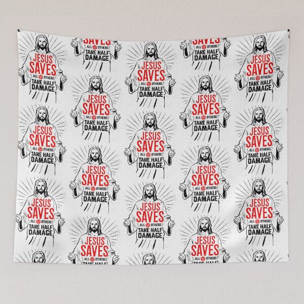 Item preview, Jesus Saves All Others Take Half Damage - (Red)  designed and sold by Jopliejolin.